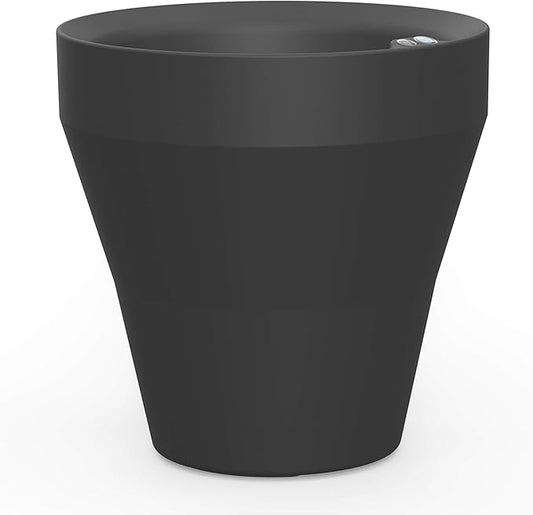 Crescent Garden TruDrop Rim Modern Self Watering Planter with Water Level Indicator, Indoor/Outdoor Weather-Safe Round Plant Pot, Grow Healthy Plants & Flowers - 26" W (Caviar Black)