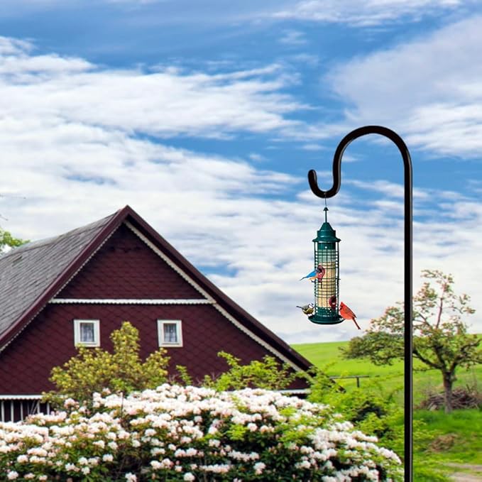 Shepherds Hook 48 Inches 2 Packs for Bird Feeder Pole Bird Feeder Hanger Heavy Duty Adjustable Shepherds Hooks for Outdoor with 5-Prong Base for Lanterns Planting Hanger Weddings (48")