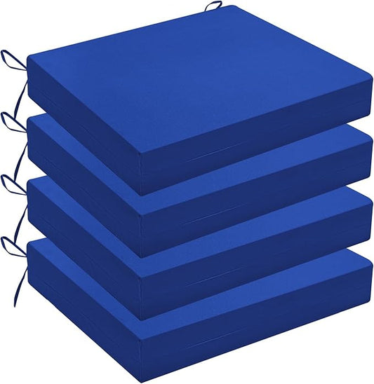 Wellsin Outdoor Chair Cushions for Patio Furniture - Outdoor Cushions for Chairs - Water Resistant Patio Chair Cushions Set of 4, 18.5"X16"X3", Royal Blue