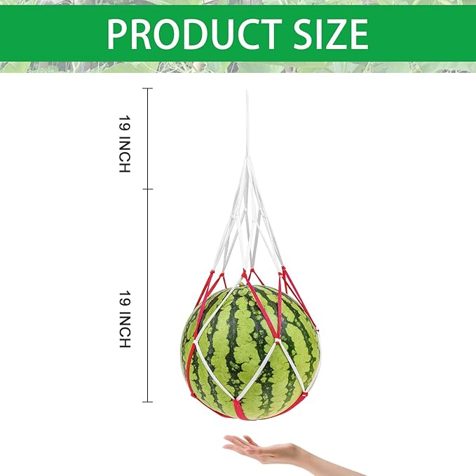 60Pcs Melon Hammocks Cradles, 19Inches Melon Hammock for Trellis Heavy Duty Watermelon Nets, Support Hanging Bags for Pumpkin Cantaloupes Honeydew, 19In Bag 19in Handle, Bear for 30lbs
