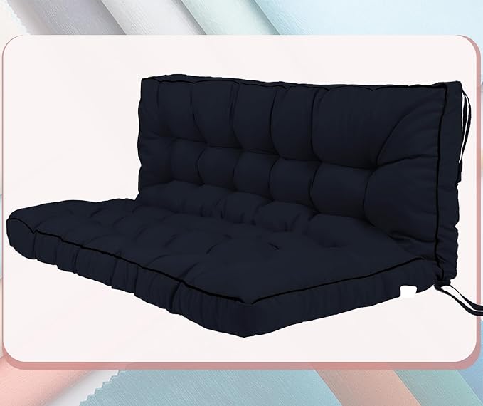 2-3 Seat Swing Replacement Cushion, Outdoor Bench Cushions with Backrest Thicken 4", Patio Furniture Garden Porch Loveseat Glider Pad Anti-Fading Waterproof (Navy Blue, 40x70in-thicken)