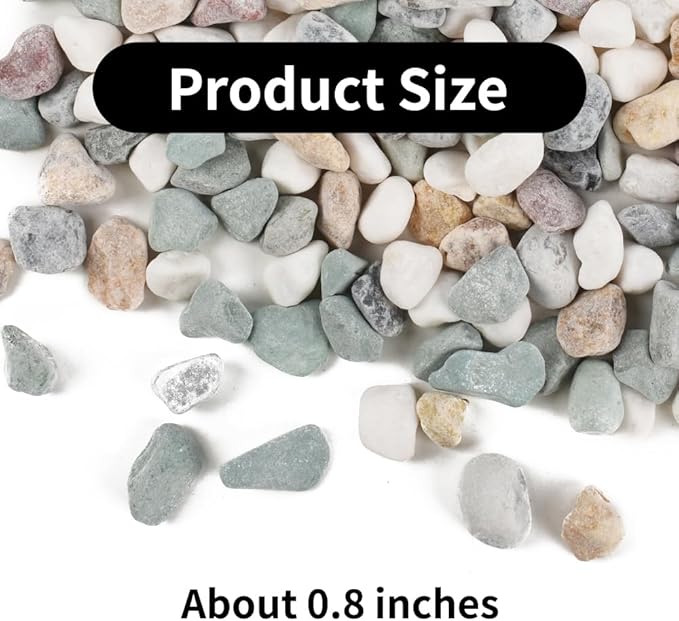 Decorative Polished River Rocks, Mixed Color Natural Pebbles, About 0.8 Inches, for Landscaping, Aquariums, Vase Fillers, and Succulent Gardens 1 LB