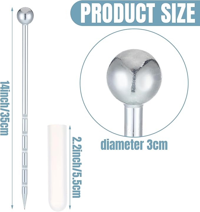 Therwen 14'' Stainless Steel Soil Sampler Probe Soil Sampler for Lawn Plant Garden Farm Underground Soil Sampling Probing Moisture Meter Compaction Septic Tanks Locating Sampling