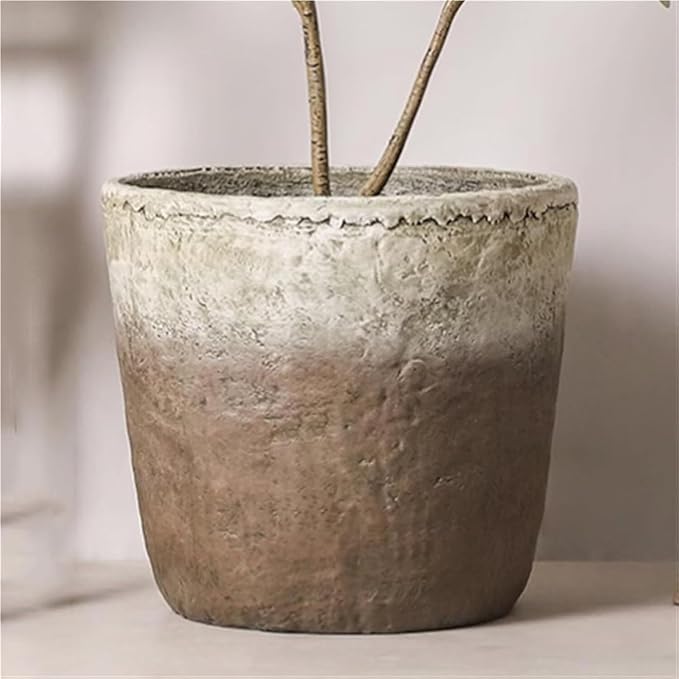 Vintage Plant Pot Flower Pots with Drainage Holes Creative Large Floor Planters Garden Decor(Medium)