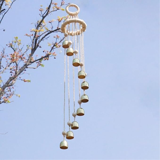 Wooden Wind Chimes for Outside Garden Wind Chimes for Outdoors 10 Brass Hanging Bells Window Patio Porch Wind Chime for Relaxing Home Décor