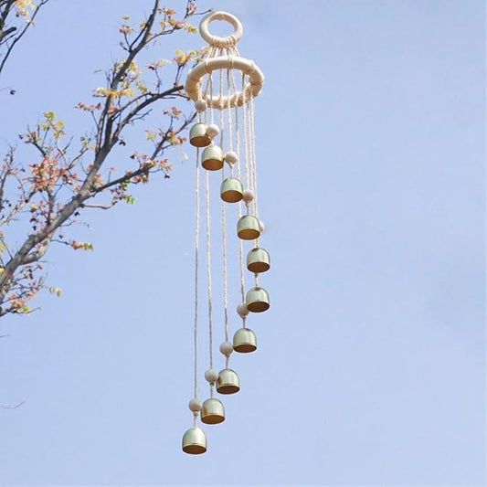 Wooden Wind Chimes for Outside Garden Wind Chimes for Outdoors 10 Brass Hanging Bells Window Patio Porch Wind Chime for Relaxing Home Décor
