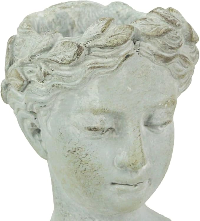 Distinctive Designs Wall Mounted Greek Roman Style Female Head Statue Planter - Small Cement Plant Pot for Indoor Outdoor Home Garden Decor - Artistic Sculpture Plant Holder