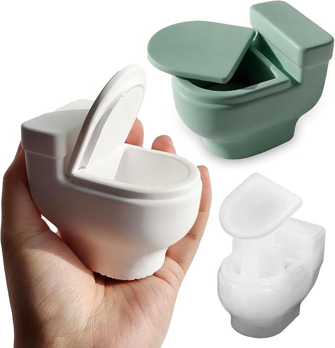 Wehous Creative Toilet Shape Candle Holder Mold, 3D Storage Container Jewelry Box Silicone Molds for Epoxy Resin Casting, Jar Box Planter Trinket Holder Silicone Molds for Resin Concrete Craft Decor