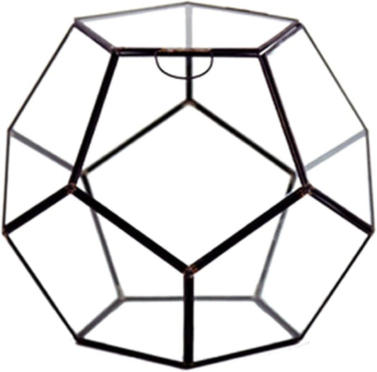 WGV Geometric Planter Terrarium, Width 8.7" Height 7.5" Clear Glass Black Frame DIY Succulent air Plant Miniature Fairy Garden Windowsill Tabletop Decor, Globe Geode 1 Piece