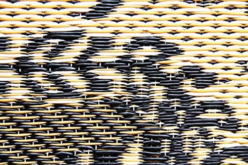 Mad Mats 4x6 Tan & Black Outdoor Rug, Reversible Plastic Mat for Patio, Porch, Poolside, Mudroom, Camping, RV, Deck - Garland