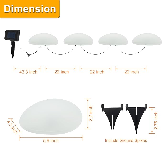 SUNNYPARK Solar Garden Lights Outdoor Set of 4 Plastic Pebble Shape Decorative Rock Lights Waterproof - Cool White