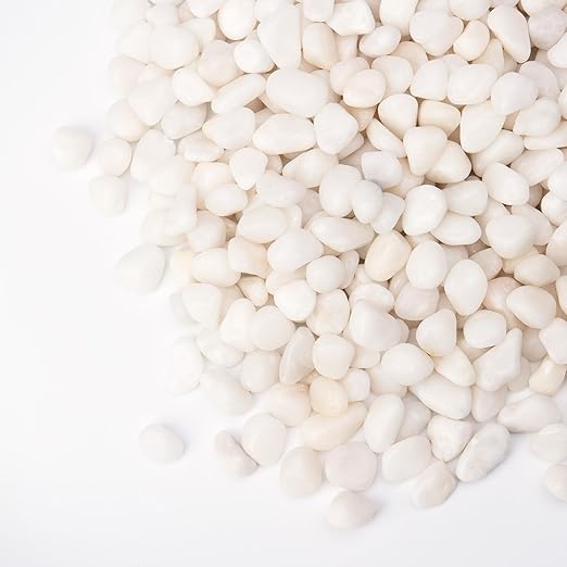 2.5 lbs White Pebbles for Vases, 3/8" Small Plant Stones for Pots Indoor, Pea Gravel for Succulents, Bamboo, Terrarium, High Polished