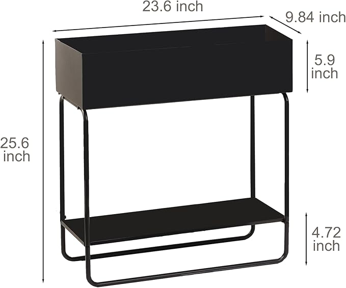 Metal Raised Garden Bed, 23.6W x 9.8D x 25.6H inches, with Storage Shelf, Powder Coated Planter Box, Floor Standing, Indoor and Outdoor