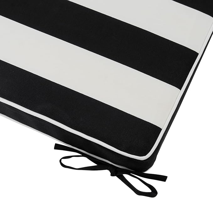 FUNHOME Outdoor Chair Cushions 18"x18"x2.5" Set of 2,Water Resistant Patio Chair Cushion with Zipper&Ties,18x18 Inch Replacement Square Seat Cushion for Garden Chairs(Black White)