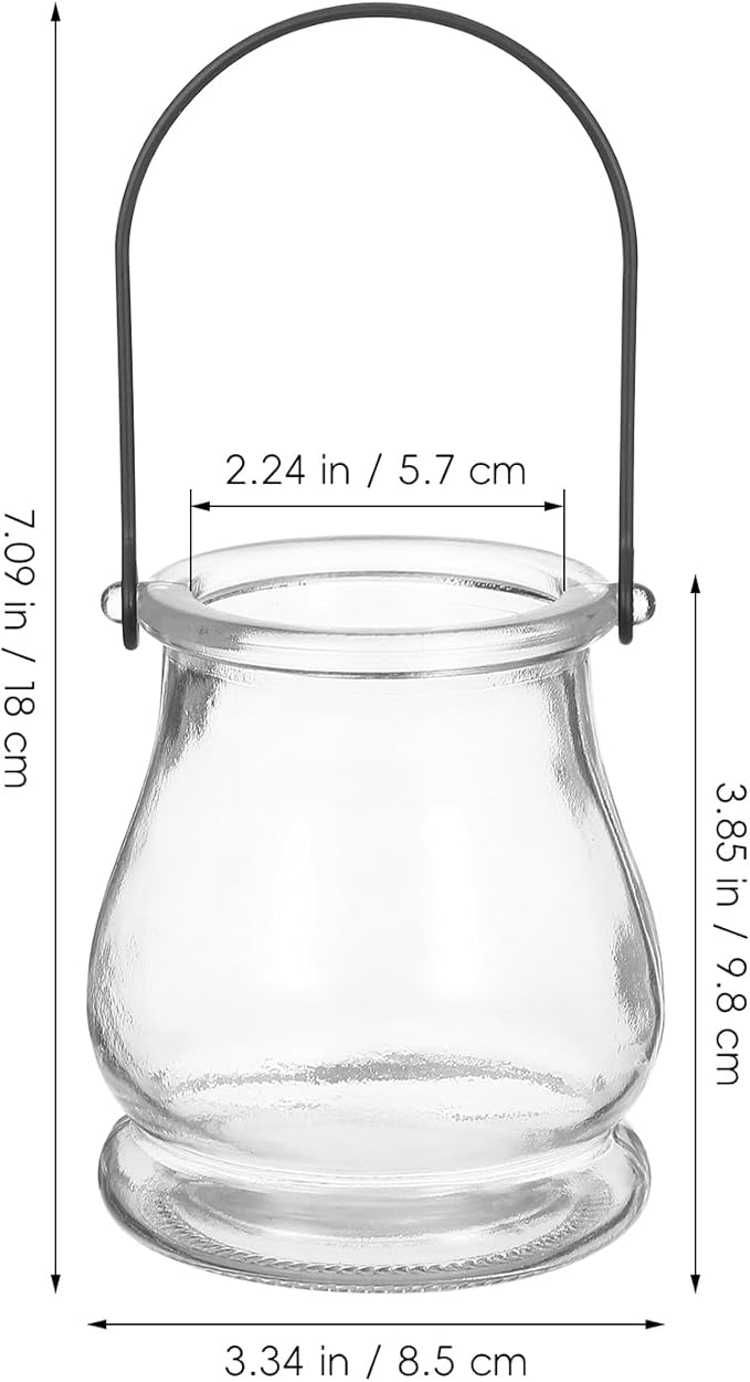Cabilock Candle Holder with Handle 4-Pack Glass Tea Light Candle Stands Indoor Outdoor Home Decor for Weddings Parties Succulents Hydroponic Planters