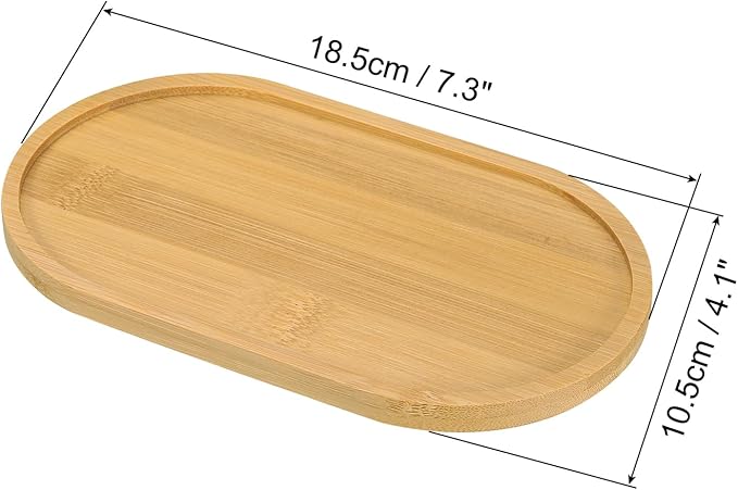 PATIKIL Bamboo Wood Saucer, 7x4 Inch Rectangular Wooden Plant Drainage Tray Bonsai Plants Saucer Succulent Pot for Home Balcony