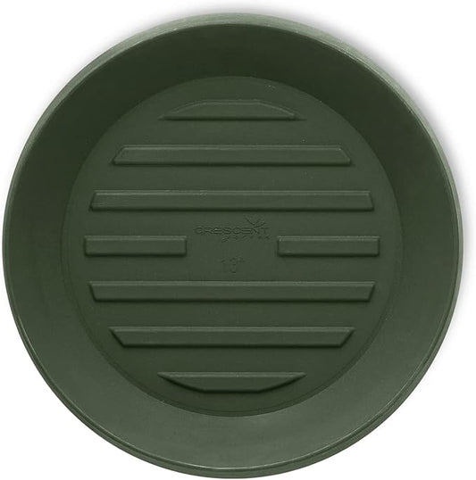 Crescent Garden Universal Round Planter Saucer, Durable Drainage Dish for Plant Pots, Heavy-Duty Plant Dishes Saucer, Indoor & Outdoor Plant Trays - Olive (18.5 inch Inner, 23.5 inch Outer Diameter)
