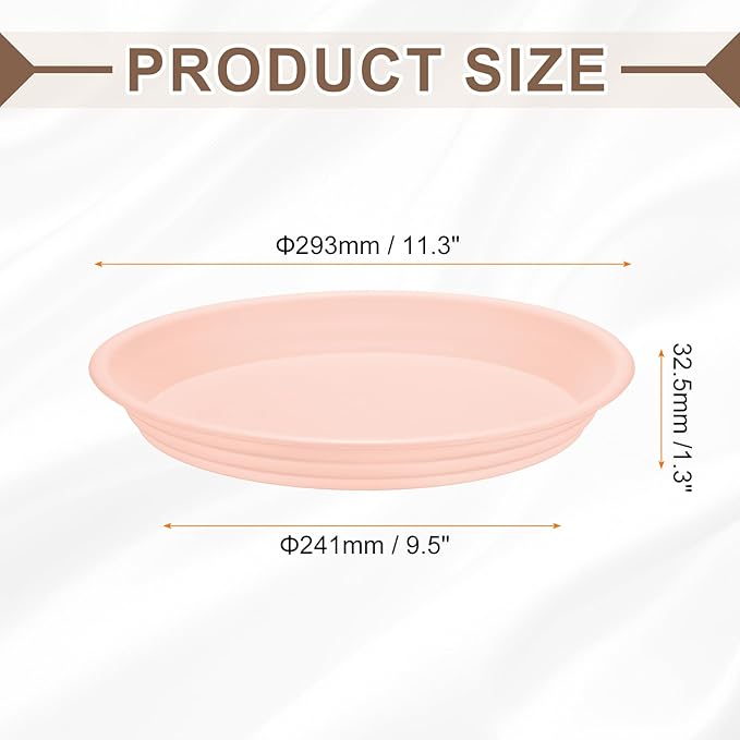 HARFINGTON Plastic Plant Saucer 9.5" Round Drip Trays Flower Pot Saucers Flower Base Bottom Drainage Tray for Indoors Outdoors Planters, Rose Pink