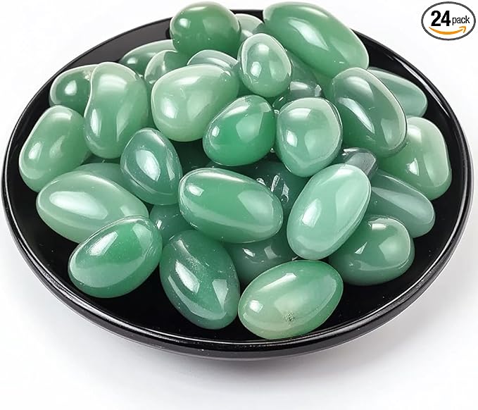 Aventurine Healing Crystal Stone Set - 24 Pieces, 0.6" Natural & Polished Stones for Healing, Meditation, Reiki, Chakra, Crafting & Decoration