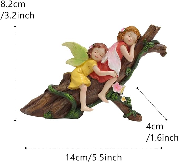 Fairy Garden Figurine, Sleeping on Tree Branch, Miniature Figurine for Plant Pots & Fairy Garden Decor, Resin Outdoor Decor, Unique Gift for Girls