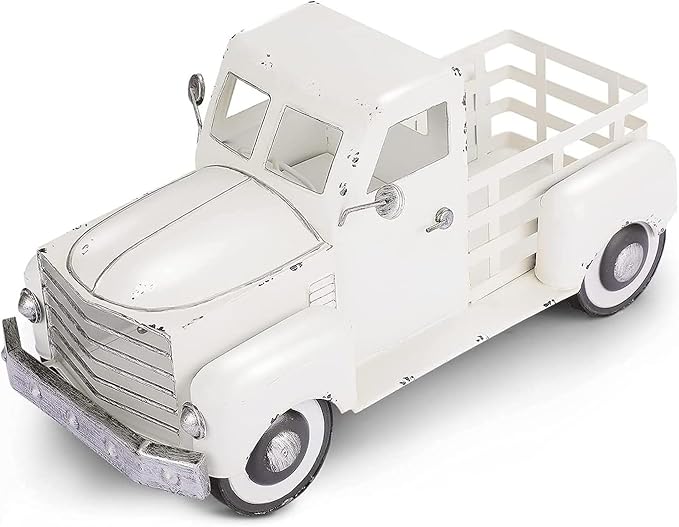 Vintage Metal Truck Planter,Farmhouse Truck Decor,DIY Home Decor & Seasonal Decor,White