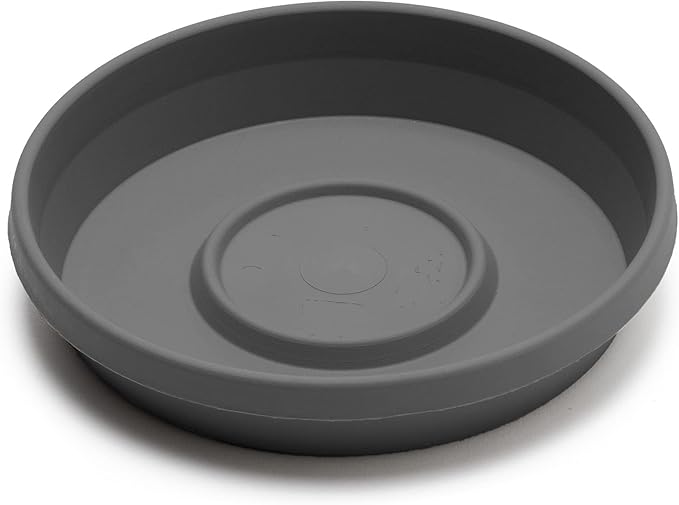 Bloem Terra Resin Saucer Tray: 15" Bottom Width - Charcoal Gray - Matte, Durable, Ribbed Bottom, Indoor and Outdoor, Fits 20" Terra Pots