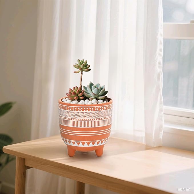 Frcctre 2 Pack Terracotta Pots, 6 Inch Succulent Clay Pottery Plant Pots Cactus Terra Cotta Flower Pot with Drainage Hole for Indoor Plants, Cactus, Succulent, Herbs