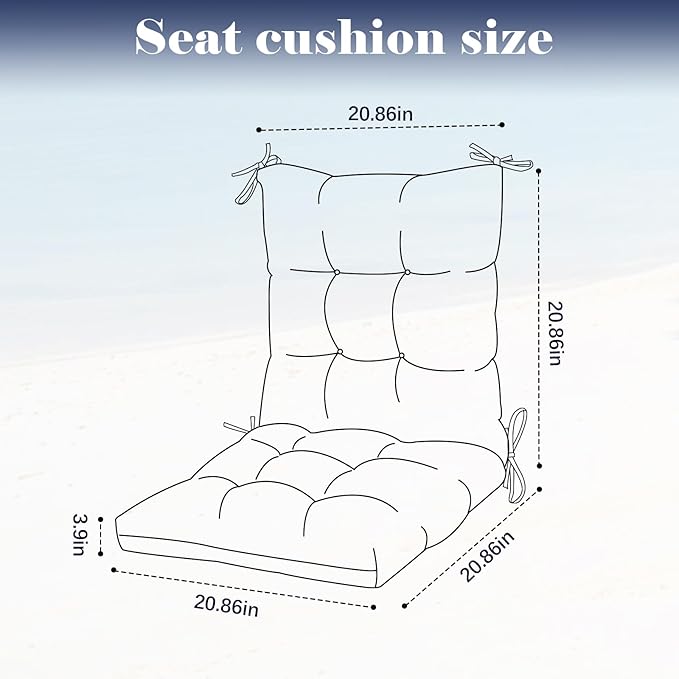 Outdoor Chair Cushion Waterproof High Back Rocking Chair Cushions for Outdoor Furniture Garden No-Slip Thicken Navy Blue Wicker Patio Chair Replacement Pad, 41.7"*20.8"