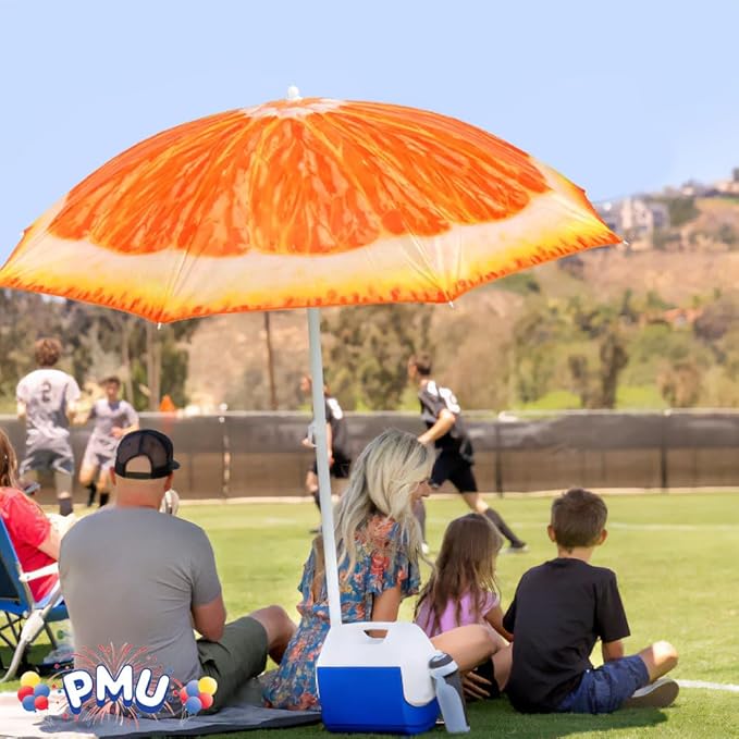 PMU 6.5 ft Beach Umbrella for Sand, Sun Shelter, Outdoor Sunshade Umbrellas for Patio Garden Beach Pool Backyard