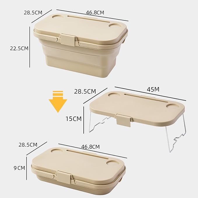 Collapsible Picnic Basket, Collapsible Picnic Basket with Handles (with Table Lid), Collapsible Garden Basket, Collapsible Harvest Basket for Camping, Beach, Hiking, and Outdoor Dining (Gray)