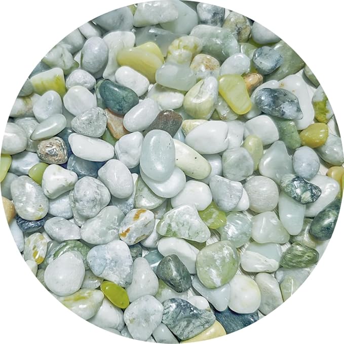 8-12mm Green Agate Stones 2LBS Polished Tumbled Pebbles Crystals Top Soil Hydroponics Rocks for Plants, Fish Tank, DIY Handmade, Home Decor, Vase Filler, Landscaping