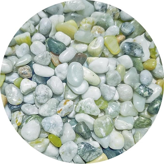 8-12mm Green Agate Stones 2LBS Polished Tumbled Pebbles Crystals Top Soil Hydroponics Rocks for Plants, Fish Tank, DIY Handmade, Home Decor, Vase Filler, Landscaping