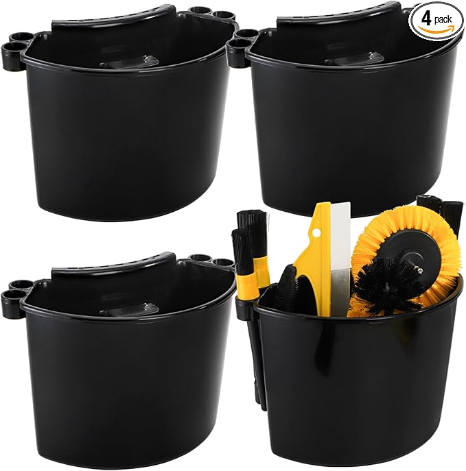 4 Pieces Detailing Bucket Organizer, Portable Bucket Tool Caddy with Drainage Holes, Multipurpose Auto Wash Tool Hanger Cleaning Accessory for Home, Garden, Ice Fishing, Universal Fit
