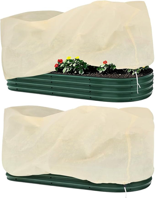 Plant Covers Freeze Protection, 2 Pack Garden Covers for Raised Bed, Frost Cloths for Outdoor Plants, Winter Protection for Vegetables & Flowers (55"×28"×18", Fit 2'×4' Bed)