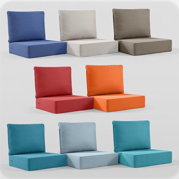 6" Thick Outdoor Cushion, 24*24*6" Patio Furniture Cushions with Waterproof Patio Furniture Cushions with Removable Cover, 28D High Density Patio Cushion for Outdoor Furniture, Orange-8pcs