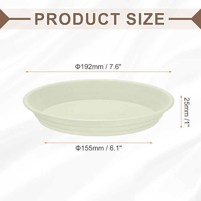 HARFINGTON Plastic Plant Saucer 6.1" Round Drip Trays Flower Pot Saucers Flower Base Bottom Drainage Tray for Indoors Outdoors Planters, Beige