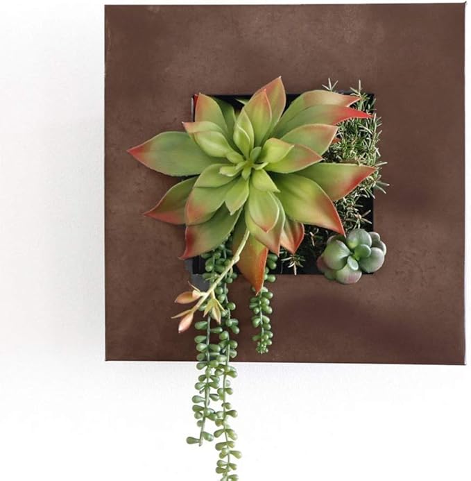Modern Home Living Wall Galvanized Steel/Zinc Succulent Planter, Wall Mounted Garden Pocket Planter (4 Pocket, Rust Zinc)