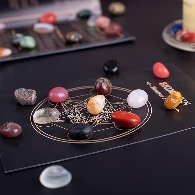 Polished Colorful Crystal Stone Set – 24 Types, 0.8" Large Tumbled Gemstones, Bulk Decorative Pretty Rocks Collection for Meditation, Reiki, Healing, Mancala Stones and Crafts