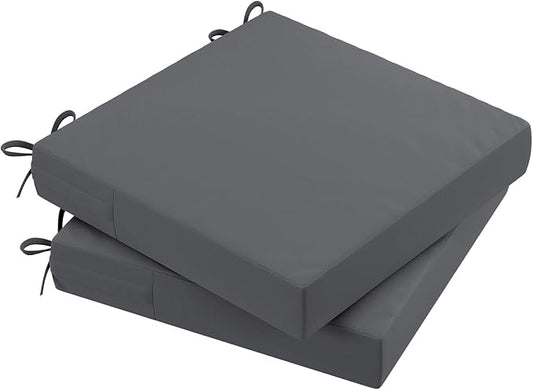 AAAAAcessories Outdoor Seat Cushions for Chairs, Waterproof, Fade-Resistant, 18.5" x 16" x 3", Patio Furniture Replacement Cushions, Set of 2, Dark Gray