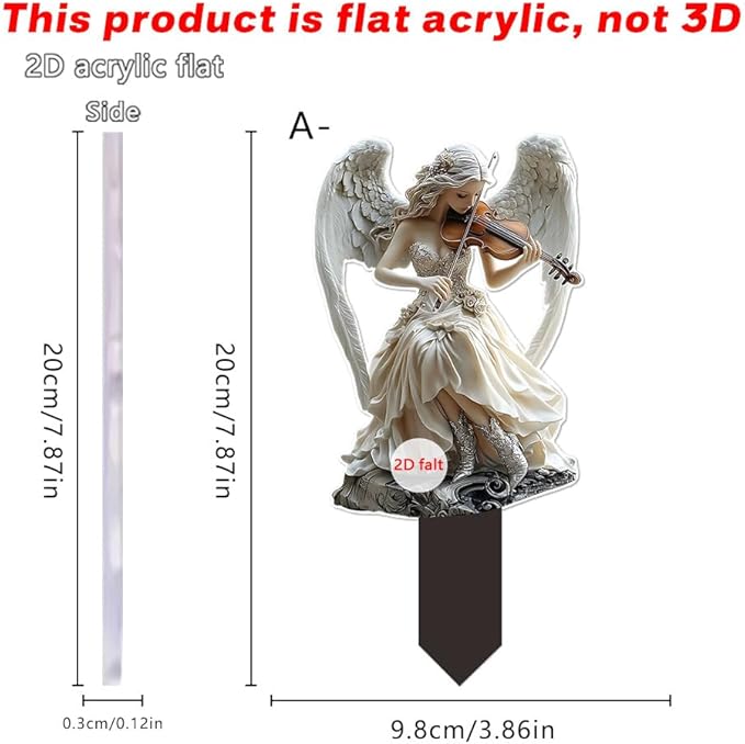 Garden Decor, Acrylic 2D Stake, Pot Plants Garden Yard Lawn Outdoor Fairy Statue Ornaments, Fairy Garden Accessories Decoration (Style B)