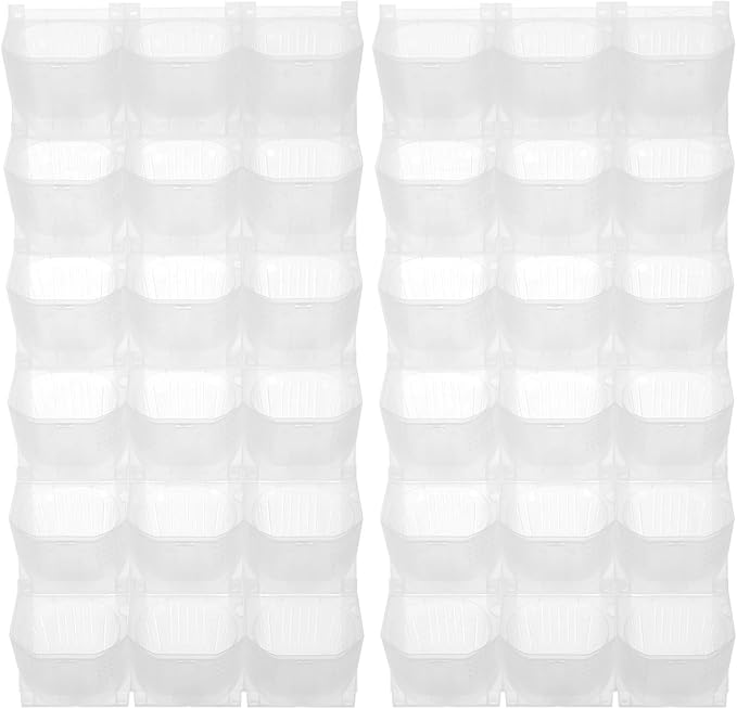 2 PCS Self-Watering Wall Planter, Wall-Mounted Vertical Garden Planter with 36 Pots for Indoor Outdoor Flowers Vegetables Herbs (White)