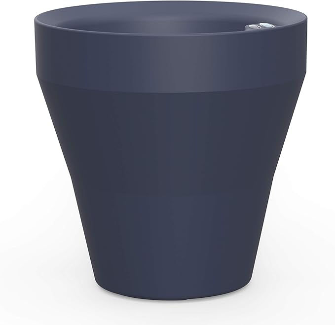 Crescent Garden TruDrop Rim Modern Self Watering Planter with Water Level Indicator, Indoor/Outdoor Weather-Safe Round Plant Pot, Grow Healthy Plants & Flowers - 18" W (Midnight)