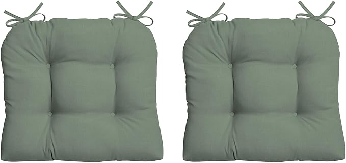 Arden earthFIBER Outdoor Plush Wicker Chair Cushion, 2 Pack, 20 x 18, Rain-Proof, Fade Resistant, Tufted Cushion for Wicker, Adirondack, and Rocking Chairs Sage Green Texture