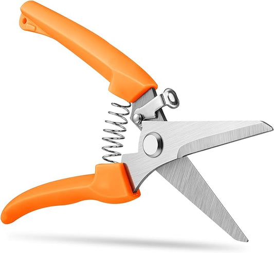 Flower Shears, 7.6 inch Flower Cutting Scissors Pruning Shears for Beginners, High Strength Steel, Sharp Rust Resistant,Garden Clippers Plant Cutter with Comfortable Grip Handles -Orange