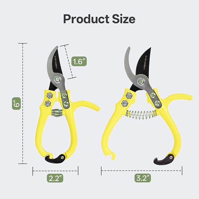 Pruning Shears for Gardening,Lightweight Plant Shears,Q-Shaped Garden Scissors for Cutting Flowers，Pruners for Tree Trimming,Indoor Plant Scissors for Women (Yellow)