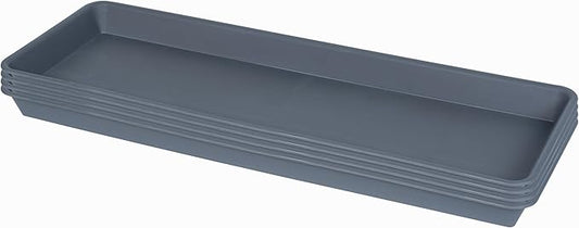 4 Pack Plastic Plant Trays - Rectangular 17 18 inch, Indoor/Outdoor Plant Water Drip Trays for Flower Pot Planter, Windowsill (7.8 x 17.5'', Gray)