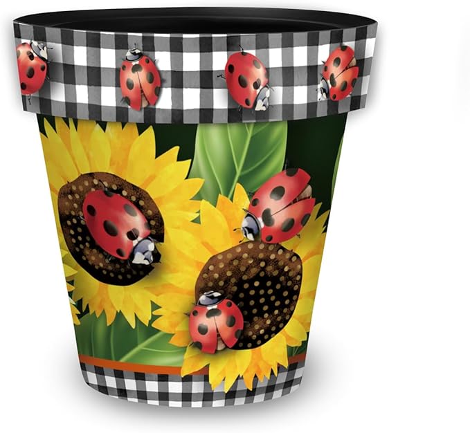 Briarwood Lane Fall Planter 11.75" x 11" x 11" Ladybugs and Sunflowers Medium for Fall Planter
