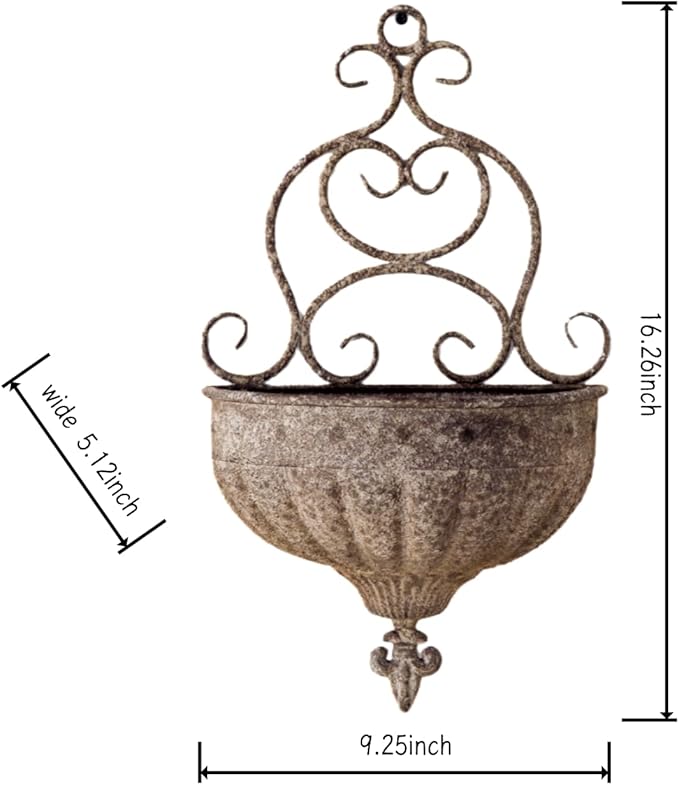Vintage Wall Hanging Planters - Antique Victorian Style Metal Wall Planter Holder, Half Round Hanging Basket Flower Pots, Unique Pastoral Retro Decoration for Succulent, Air Plants, Indoor