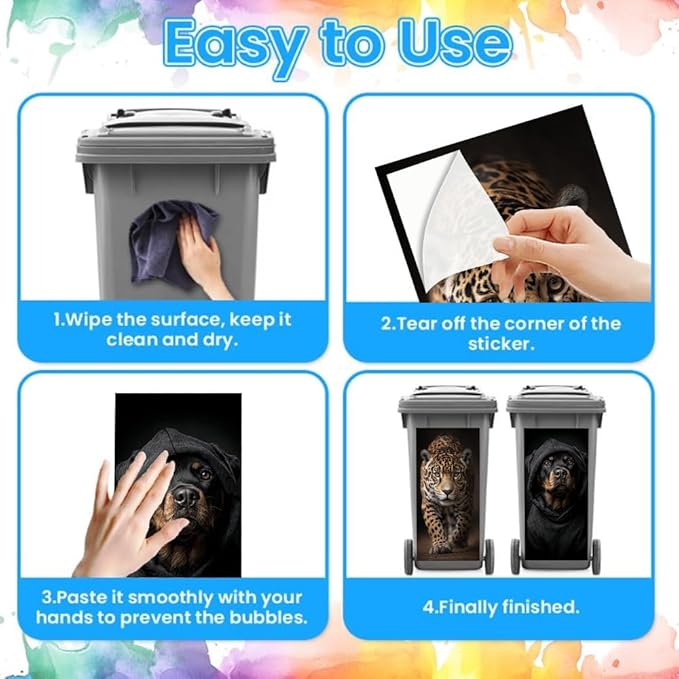 2PC Trash Can Sticker 14.57 x 32.28 Inch Fierce Dog and Wild Leopard Design Animal Theme Decorative Garbage Bin Cover Outdoor Trash Can Decal for Yard Home Garden Street Decoration