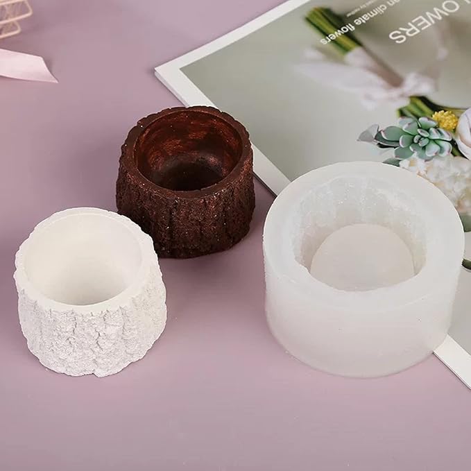 Tree Stump Silicone Mold Concrete Succulent Planter Epoxy Resin Clay Cement Mould Candle Pen Holder Storage Box